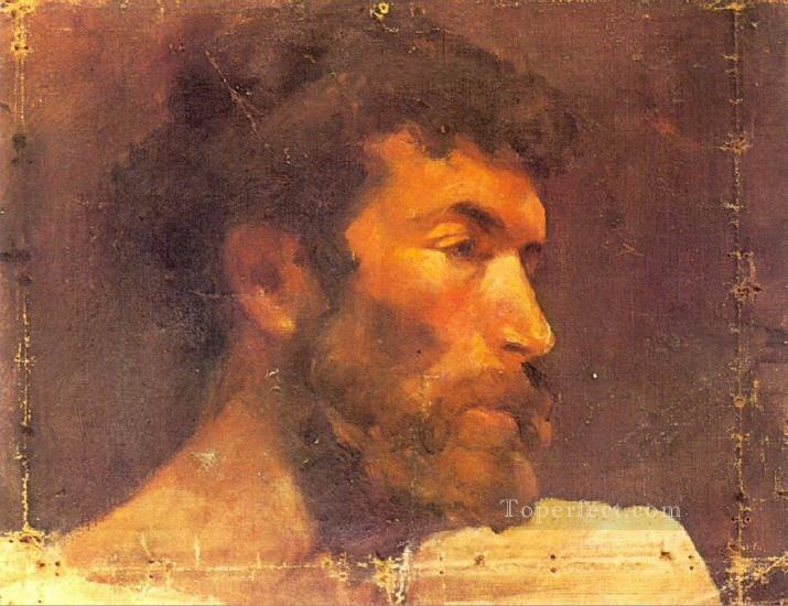 ひげを生やした男の頭 ラ・リョティア 1896年 パブロ・ピカソ油絵